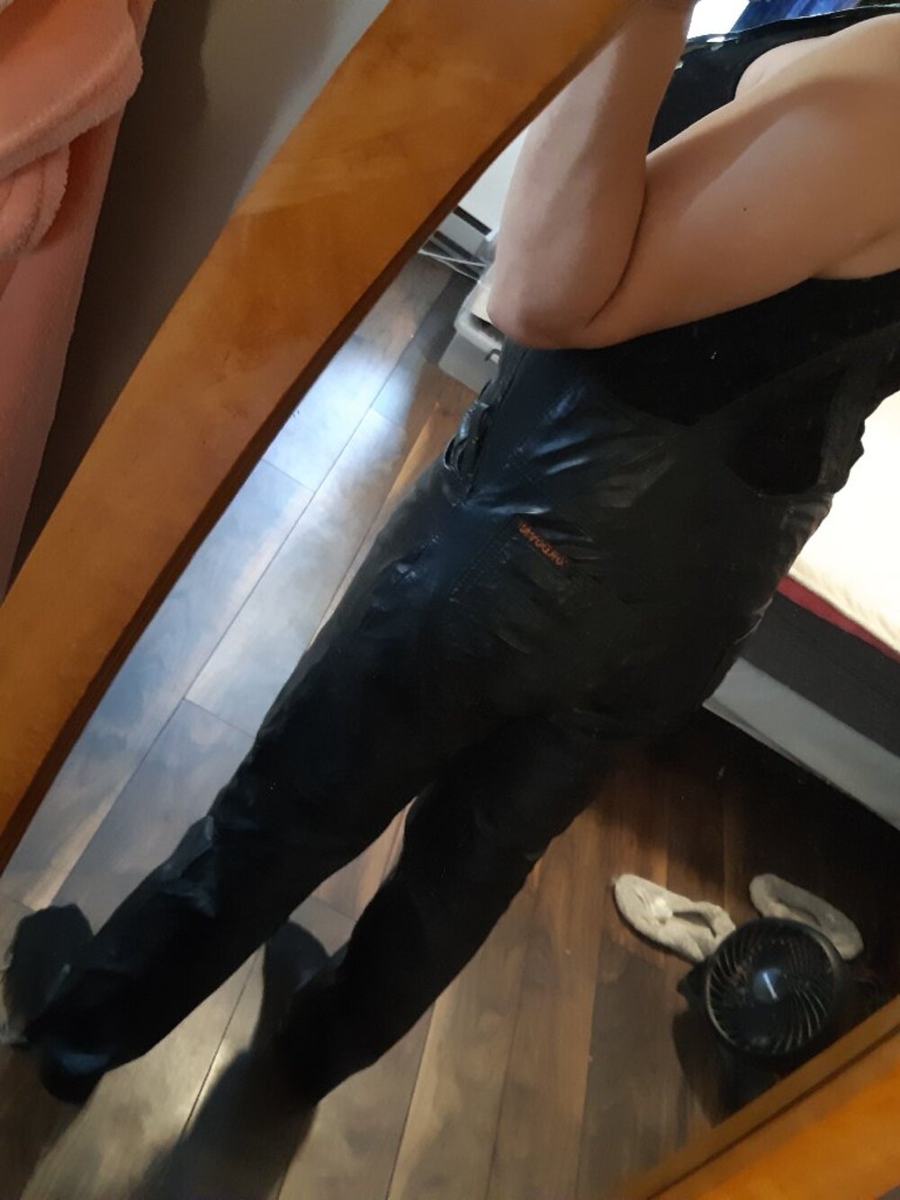 Vintage Cordovan Montreal Real Leather Moto Overalls Bib Pants Black - Picture 2 of 14